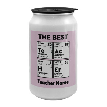 THE BEST Teacher chemical symbols, Κούπα ταξιδιού μεταλλική με καπάκι (tin-can) 500ml