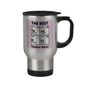 THE BEST Teacher chemical symbols, Stainless steel travel mug with lid, double wall 450ml