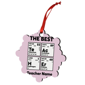 THE BEST Teacher chemical symbols, Χριστουγεννιάτικο στολίδι snowflake ξύλινο 7.5cm