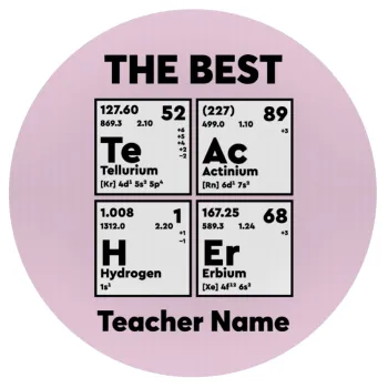 THE BEST Teacher chemical symbols, Mousepad Στρογγυλό 20cm