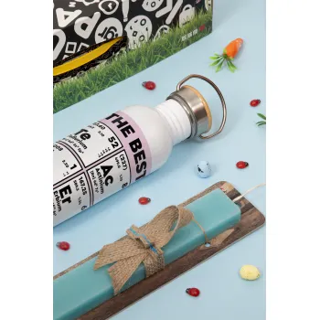 THE BEST Teacher chemical symbols, Πασχαλινή Λαμπάδα με παγούρι μεταλλικό (620ml, stainless steel) & κερί αρωματικό πλακέ (30cm) (ΤΙΡΚΟΥΑΖ)