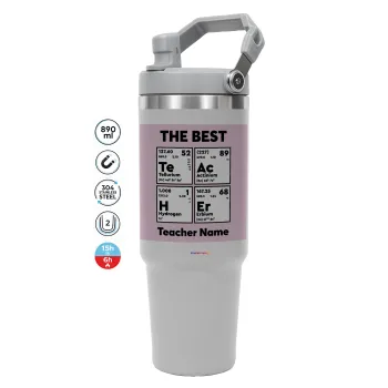 THE BEST Teacher chemical symbols, GREY color, 890ml (30oz) stainless Steel Tumbler with Handle
