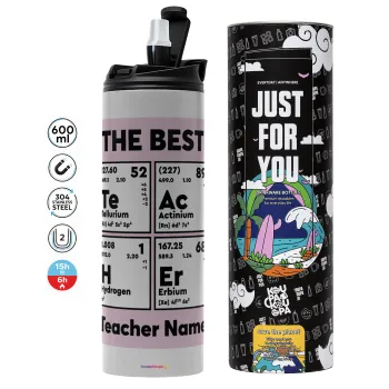 THE BEST Teacher chemical symbols, Tumbler stainless steel GREY 600ml