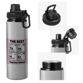 THE BEST Teacher chemical symbols, Metallic water bottle with safety cap, 850ml aluminum