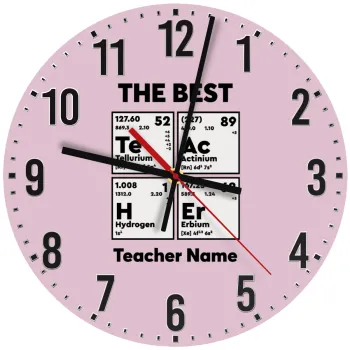 THE BEST Teacher chemical symbols, Ρολόι τοίχου ξύλινο (30cm)