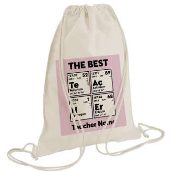 THE BEST Teacher chemical symbols, Backpack bag GYMBAG natural (28x40cm)