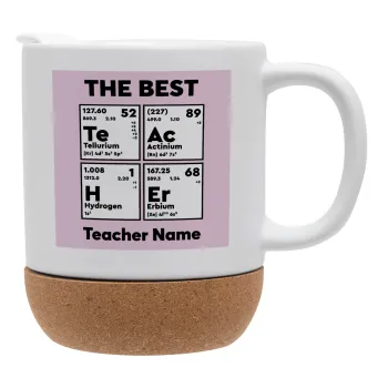 THE BEST Teacher chemical symbols, Ceramic coffee mug Cork (MAT), 330ml