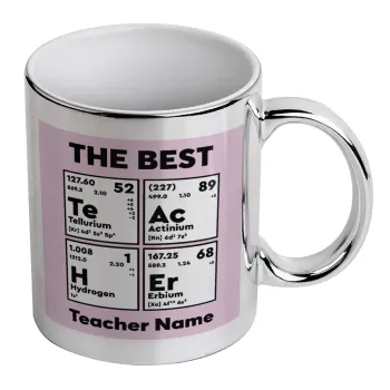 THE BEST Teacher chemical symbols, Κούπα κεραμική, ασημένια καθρέπτης, 330ml