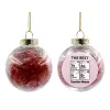 Transparent Christmas tree ball ornament with red filling 8cm