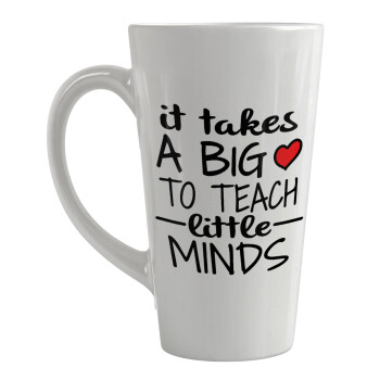 It takes big heart to teach little minds, Κούπα κωνική Latte Μεγάλη, κεραμική, 450ml