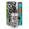 Easter Set, metallic silver aluminum water bottle (500ml) & scented flat Easter candle (30cm) (TURQUOISE)