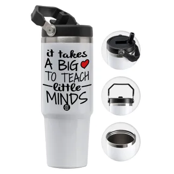 It takes big heart to teach little minds, 30oz stainless Steel Tumbler with Handle