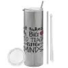 Tumbler stainless steel Silver 600ml, with metal straw & cleaning brush