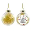 Transparent Christmas tree ball ornament with gold filling 8cm