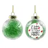 Transparent Christmas tree ball ornament with green filling 8cm