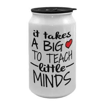 It takes big heart to teach little minds, Κούπα ταξιδιού μεταλλική με καπάκι (tin-can) 500ml