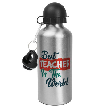 Best teacher in the World!, Μεταλλικό παγούρι νερού, Ασημένιο, αλουμινίου 500ml