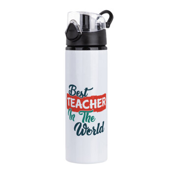 Best teacher in the World!, Μεταλλικό παγούρι νερού με καπάκι ασφαλείας, αλουμινίου 750ml