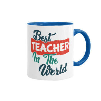 Best teacher in the World!, Mug colored blue, ceramic, 330ml