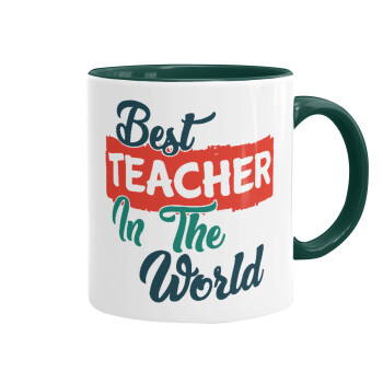 Best teacher in the World!, Mug colored green, ceramic, 330ml