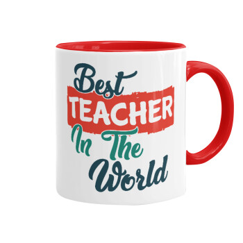 Best teacher in the World!, Mug colored red, ceramic, 330ml
