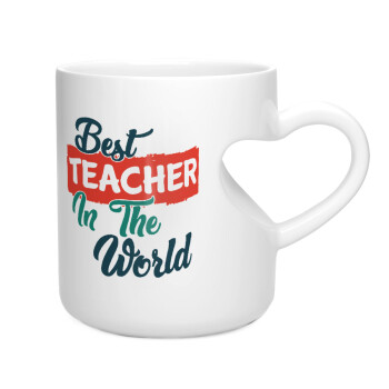 Best teacher in the World!, Κούπα καρδιά λευκή, κεραμική, 330ml