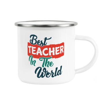 Best teacher in the World!, Metallic enamel cup white 360ml