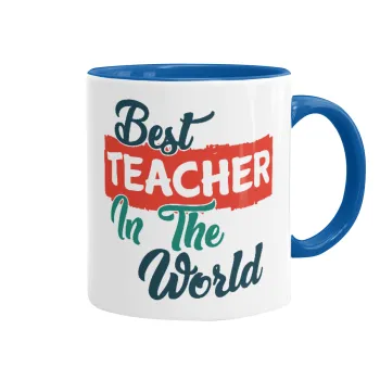 Best teacher in the World!, Mug colored blue, ceramic, 330ml