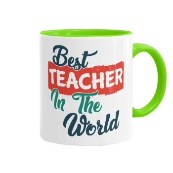 Best teacher in the World!, Mug colored light green, ceramic, 330ml