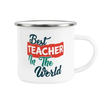 Best teacher in the World!, Metallic enamel cup white 360ml