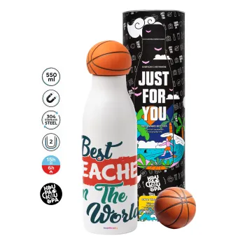 Best teacher in the World!, Bascetball Metal mug thermos, double wall, 550ml