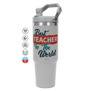 Best teacher in the World!, GREY color, 890ml (30oz) stainless Steel Tumbler with Handle