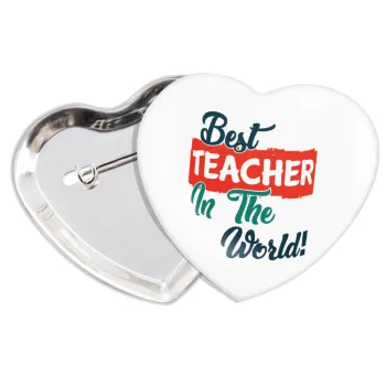 Best teacher in the World!, Κονκάρδα παραμάνα καρδιά (57x52mm)