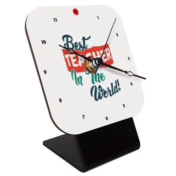 Best teacher in the World!, Quartz Wooden table clock with hands (10cm)
