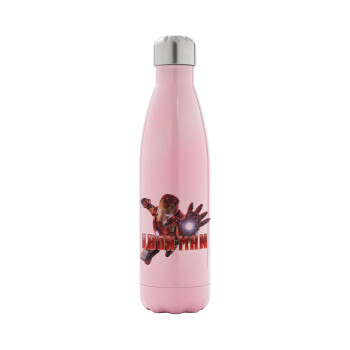 Ironman, Metal mug thermos Pink Iridiscent (Stainless steel), double wall, 500ml
