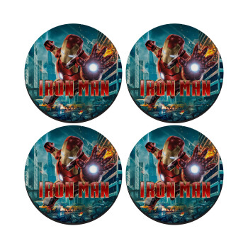 Ironman, SET of 4 round wooden coasters (9cm)