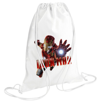 Ironman, Τσάντα πλάτης πουγκί GYMBAG λευκή (28x40cm)