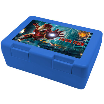 Ironman, Παιδικό δοχείο κολατσιού ΜΠΛΕ 185x128x65mm (BPA free πλαστικό)