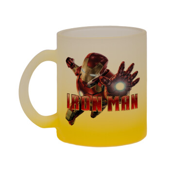 Ironman, Κούπα γυάλινη δίχρωμη με βάση το κίτρινο ματ, 330ml