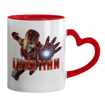 Ironman, Κούπα καρδιά χερούλι κόκκινη, κεραμική, 330ml