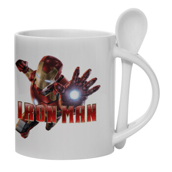 Ironman, Ceramic coffee mug with Spoon, 330ml (1pcs)