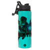Metallic water bottle with safety lid, 850ml aluminum