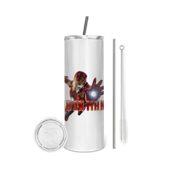 Ironman, Eco friendly stainless steel tumbler 600ml, with metal straw & cleaning brush