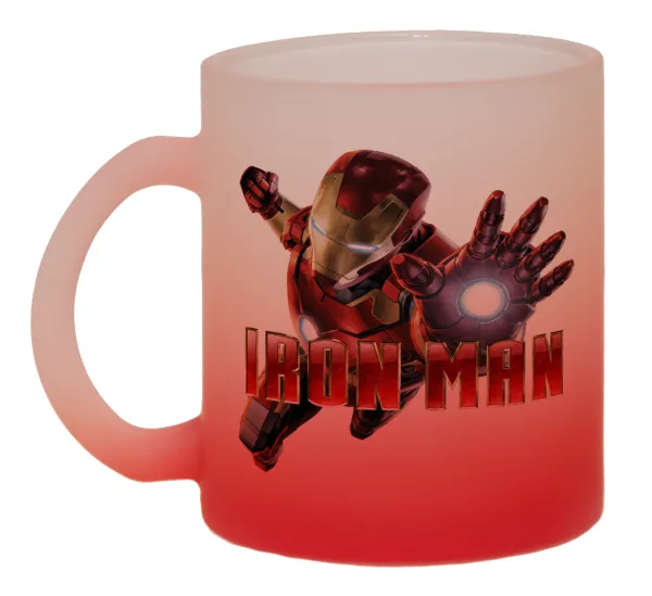 Ironman — Two-tone glass mug with matte red base, 330ml