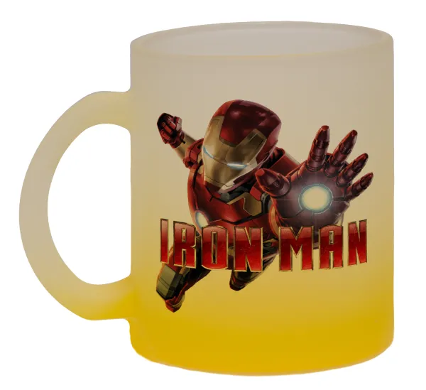 Ironman — Κούπα γυάλινη δίχρωμη με βάση το κίτρινο ματ, 330ml