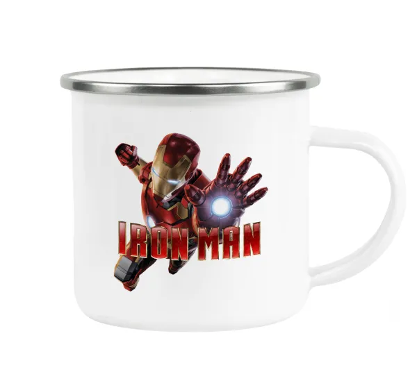 Ironman — Metallic enamel cup white 360ml