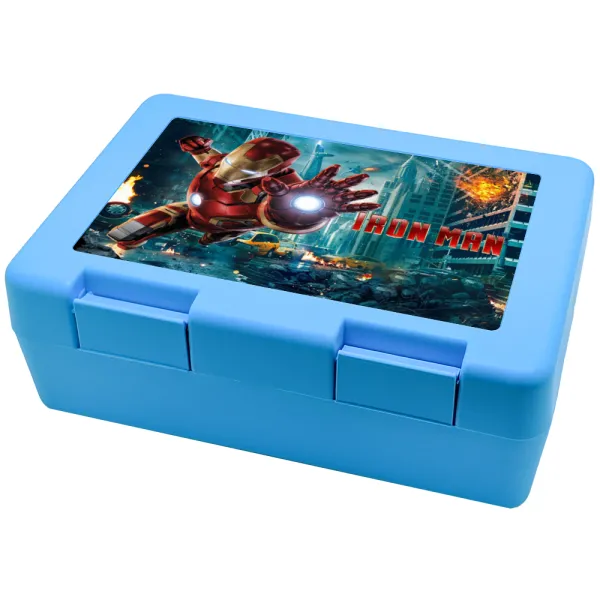 Ironman — Παιδικό δοχείο κολατσιού ΓΑΛΑΖΙΟ 185x128x65mm (BPA free πλαστικό)