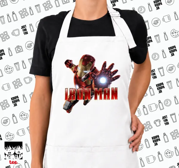 Ironman — Λευκή Ποδιά μαγειρικής Σεφ με τσέπες (ΕΝΗΛΙΚΩΝ, ΛΕΥΚΗ)