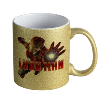 Ironman, Κούπα Χρυσή Glitter που γυαλίζει, κεραμική, 330ml