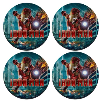 Ironman, SET of 4 round wooden coasters (9cm)